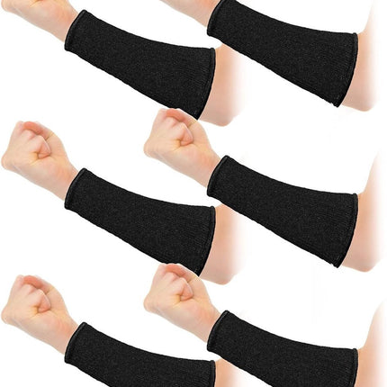 3 pairs of arm protectors for thin skin and bruises, cut-resistant forearm sleeves, level 5 burn protection (7.9 inches) - Black.