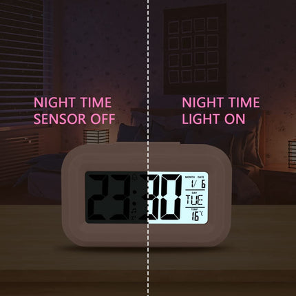 Wekker Digital Alarm Clock - Children's Clock - Wekker - Wekker Children's Alarm Clock - Travel Alarm Clock - LED Display Clock - Adjustable 12/24 Hour Snooze Function, Temperature, Date, Time - Portable Alarm Clock - Pink.