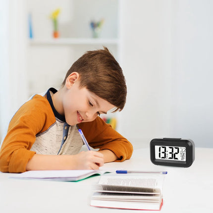 Wekker Digital Alarm Clock - Children's Clock - Wekker - Wekker Children's Alarm Clock - Travel Alarm Clock - LED Display Clock - Adjustable 12/24 Hour Snooze Function, Temperature, Date, Time - Portable Alarm Clock - Black.
