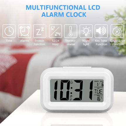 Wekker Digital - Klok Children's - Wekker - Wekker Children's - Alarm Clock - Travel Alarm Clock - LED Display Clock - Adjustable 12/24 Hour Snooze Function, Temperature, Date, Time - Portable Alarm Clock - Wit.