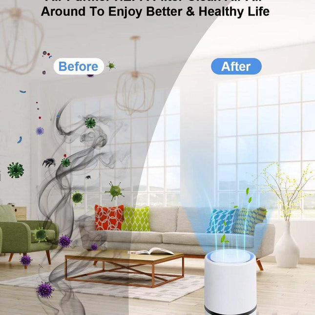 Air purifier - For living room, bedroom, office, and baby's room - Air quality indicator - Effective against dust mites, hay fever, allergies, and dust - Air purifiers - Air purifier.