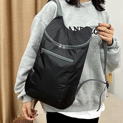 Backpack - Bag - Ultralight foldable backpack - Backpacks - Waterproof canvas, large capacity - Suitable for travel, hiking, camping, cycling, outdoor sports, Unisex, Black, One size.