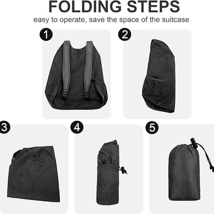 Backpack - Bag - Ultralight foldable backpack - Backpacks - Waterproof canvas, large capacity - Suitable for travel, hiking, camping, cycling, outdoor sports, Unisex, Black, One size.