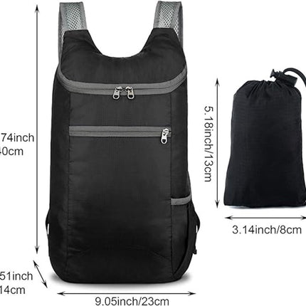 Backpack - Bag - Ultralight foldable backpack - Backpacks - Waterproof canvas, large capacity - Suitable for travel, hiking, camping, cycling, outdoor sports, Unisex, Black, One size.