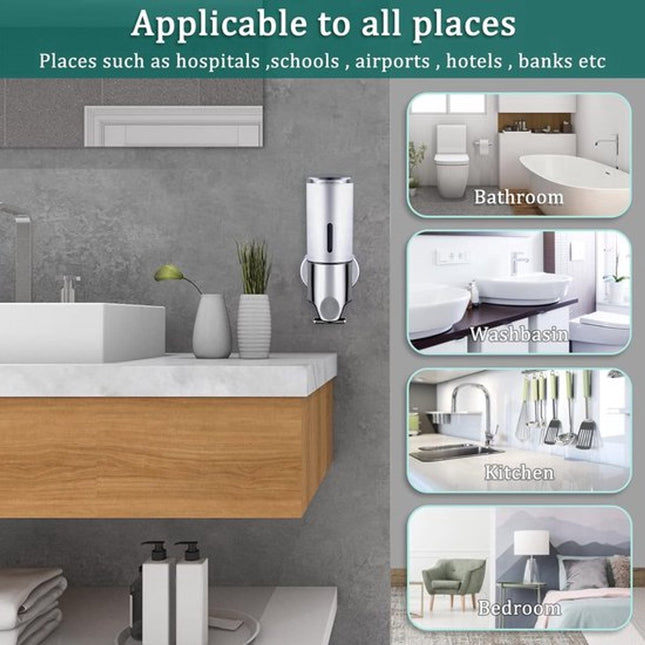 Soap dispenser - Wall-mounted - Soap dispenser - Suspended soap pump - Brushed stainless steel - Toilet - Shower - Foam.