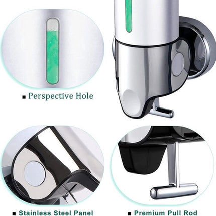 Soap dispenser - Wall-mounted - Soap dispenser - Suspended soap pump - Brushed stainless steel - Toilet - Shower - Foam.
