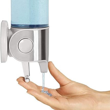 Soap dispenser - Wall-mounted soap dispenser - Soap dispenser - 500ml pump - Suspended - Brushed stainless steel - Bathroom - Toilet - Shower - Black.