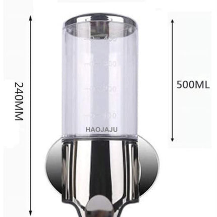 Soap dispenser - Wall-mounted soap dispenser - Soap dispenser - 500ml pump - Suspended - Brushed stainless steel - Bathroom - Toilet - Shower - Black.