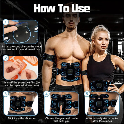 Abdominal Trainers - Abdominal Muscles - Rechargeable - Slimming Belt - Electrical ABS Stimulator - Professional Arm and Leg Belt - Training Equipment for Home, Office and Gym.