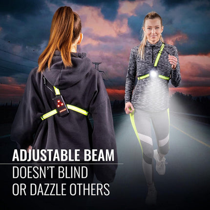Running light - Chest lamp - Running chest light - Chest walker - USB rechargeable - Running vest - IPX4 waterproof.