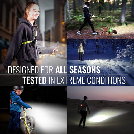 Running light - Chest lamp - Running chest light - Chest walker - USB rechargeable - Running vest - IPX4 waterproof.
