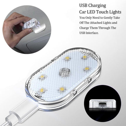 Set of 2 LED car interior lights, 7-color ambient lighting, USB rechargeable reading lights, portable.