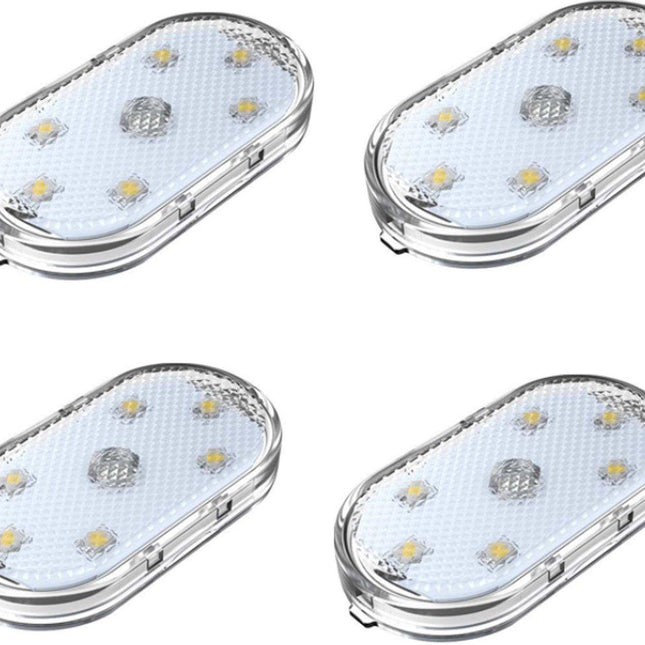 LED Car Lights - 4 Pack - LED Interior Car Lights - 7 Color Ambient Car Lights - USB Rechargeable Car Reading Lights - Portable.