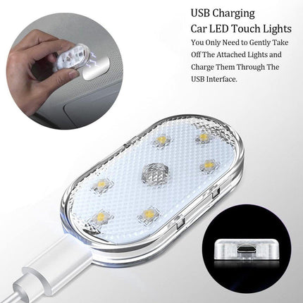 LED Car Lights - 4 Pack - LED Interior Car Lights - 7 Color Ambient Car Lights - USB Rechargeable Car Reading Lights - Portable.