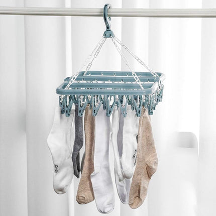 Sock Dryer - Clothesline - 32 Clips - Sock Hanger - Wasrek - Wasrek - Carousel - Drying Carousel - Clothes Hanger - Sock Drying Rack - Blue.