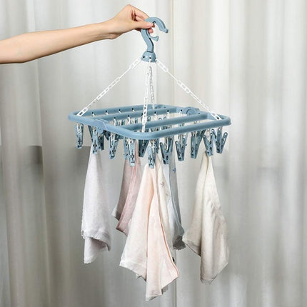 Sock Dryer - Clothesline - 32 Clips - Sock Hanger - Wasrek - Wasrek - Carousel - Drying Carousel - Clothes Hanger - Sock Drying Rack - Blue.