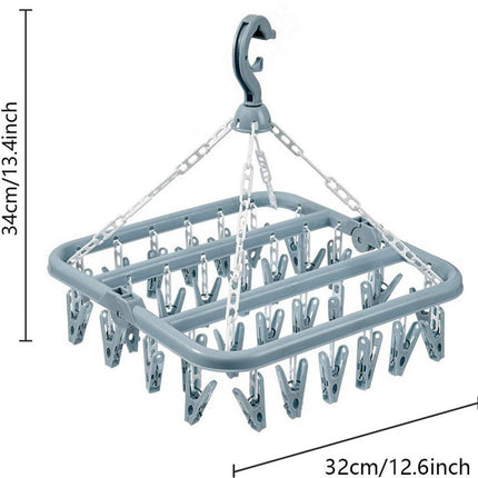 Sock Dryer - Clothesline - 32 Clips - Sock Hanger - Wasrek - Wasrek - Carousel - Drying Carousel - Clothes Hanger - Sock Drying Rack - Blue.