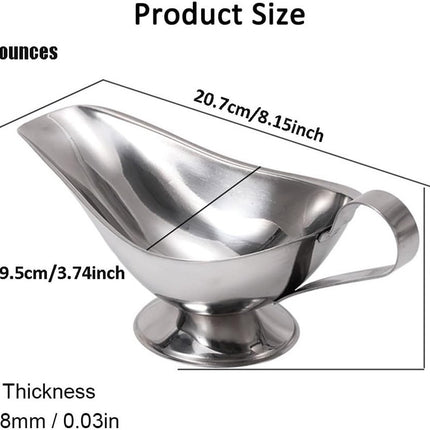 Gravy Boat - 240 ml - Pouring Jug - Stainless Steel Gravy Pitcher - Food-grade stainless steel gravy jug for juices, sauces, and roasting gravies.