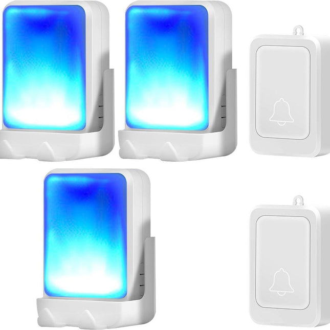 Doorbell - Wireless Doorbell - Wireless Doorbell - Doorbells - 2 transmitters and 3 receivers - With 7 bright light colors and 4 volume levels - For home/office, the elderly and the hearing impaired.