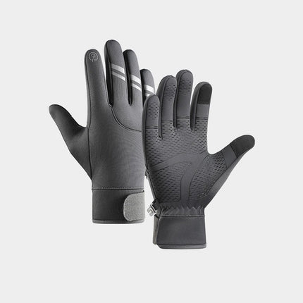 Gloves - Cycling Gloves - Winter Gloves - Sports Gloves - Touchscreen Winter Gloves - Winter Cycling Gloves - Men's - Heated - Waterproof - Warmly Lined - For Motorcycling and Skiing - Grijs(M).