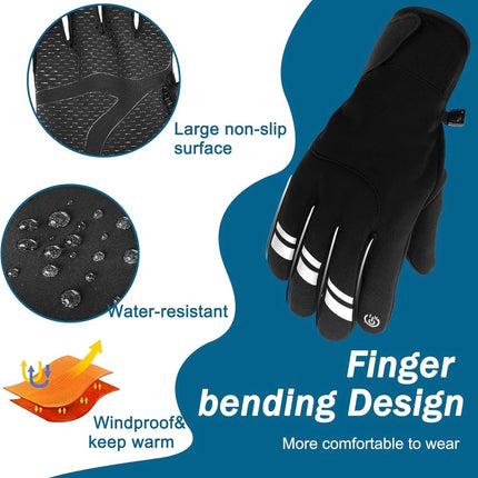 Gloves - Cycling Gloves - Winter Gloves - Sports Gloves - Touchscreen Winter Gloves - Winter Cycling Gloves - Men's - Heated - Waterproof - Warmly Lined - For Motorcycling and Skiing - Grijs(M).