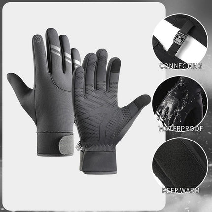 Gloves - Cycling Gloves - Winter Gloves - Sports Gloves - Touchscreen Winter Gloves - Winter Cycling Gloves - Men's - Heated - Waterproof - Warmly Lined - For Motorcycling and Skiing - Grijs(M).