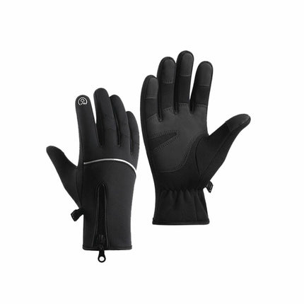 Gloves - Cycling Gloves - Winter Gloves - Sports Gloves - Waterproof and Windproof Gloves - Anti-slip and Shock-absorbing Gloves - Touchscreen Compatible Gloves - Driving Gloves - Fishing Gloves - Unisex - Black.