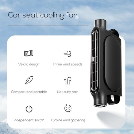 Car Fan - Car Fan Cooling - Car Air Conditioner - Car Fan with Adjustable Air Outlet - Fan - Silent Neck Fan for Headrest for All Cars - 3000 mAh - Black.