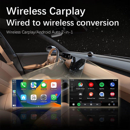 2-in-1 Wireless USB Car Adapter for Android CarPlay.