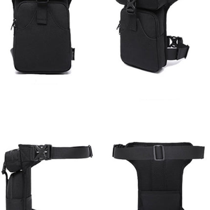 Fanny pack - Leg bag - Motorcycle fanny pack - Motorcycle bag - Tactical leg bag - Tool bag - Unisex - Black - Large capacity - 16 x 5 x 29 cm - 4 compartments - Polyester.