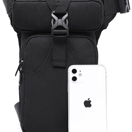 Fanny pack - Leg bag - Motorcycle fanny pack - Motorcycle bag - Tactical leg bag - Tool bag - Unisex - Black - Large capacity - 16 x 5 x 29 cm - 4 compartments - Polyester.