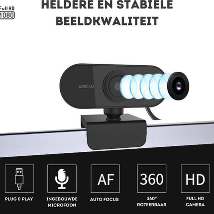 Full HD Webcam - 1080p - Webcam with Microphone - Computer - Laptop - Autofocus - Work from Home - Webcam for PC - USB - Black - Windows & Mac - Black Friday 2020 Deals.