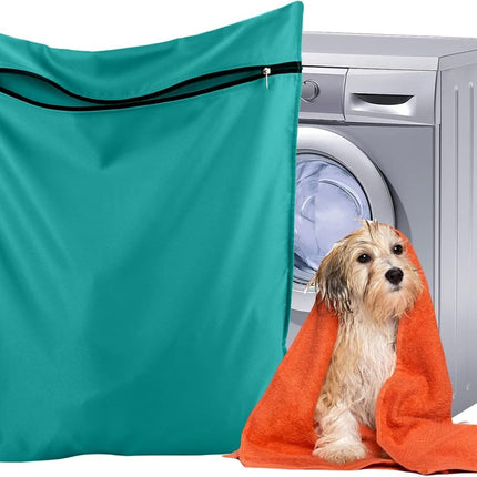Pet Laundry Bags - Polyester Twill Laundry Bags - Large Zippered Laundry Bags - Prevents Pet Hair from Clogging Laundry Bags - Washing Machine Safe, 70 x 80 cm, Laundry Bag for Dogs, Cats, and Rabbits (Lake Blue) - L.