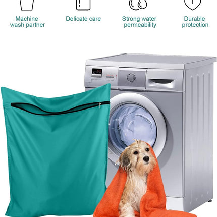 Pet Laundry Bags - Polyester Twill Laundry Bags - Large Zippered Laundry Bags - Prevents Pet Hair from Clogging Laundry Bags - Washing Machine Safe, 70 x 80 cm, Laundry Bag for Dogs, Cats, and Rabbits (Lake Blue) - L.