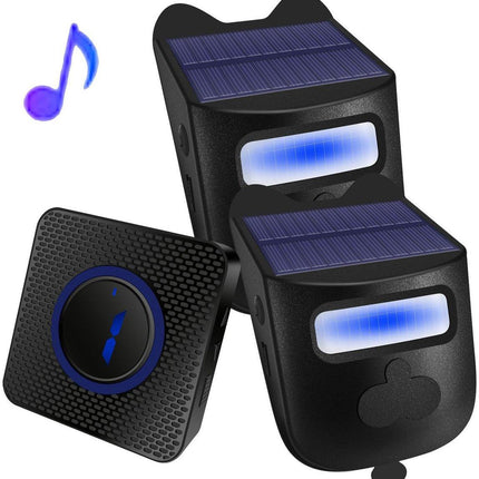 Driveway alarm - Entry detector - Solar driveway alarm - Motion detector - Wireless = Security - Wireless solar driveway alarm - Motion detector - Doorbell - DIY security system - (2 sensors and 1 doorbell).