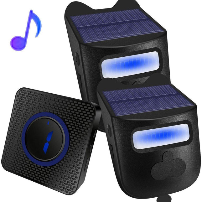 Driveway alarm - Entry detector - Solar driveway alarm - Motion detector - Wireless = Security - Wireless solar driveway alarm - Motion detector - Doorbell - DIY security system - (2 sensors and 1 doorbell).