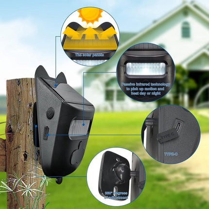 Driveway alarm - Entry detector - Solar driveway alarm - Motion detector - Wireless = Security - Wireless solar driveway alarm - Motion detector - Doorbell - DIY security system - (1 sensor and 2 doorbells).