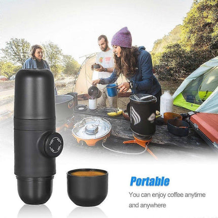 Portable manual coffee maker for travel – ideal for outdoor camping.