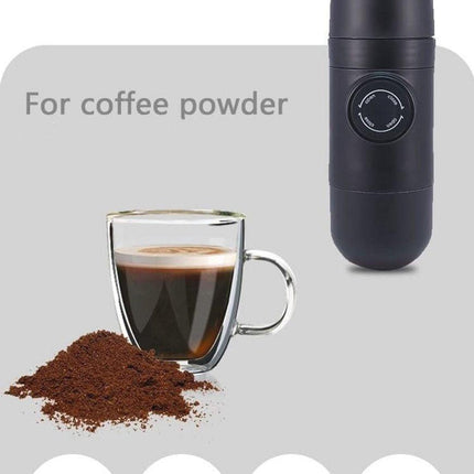 Portable manual coffee maker for travel – ideal for outdoor camping.