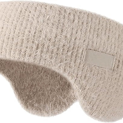 Noise-canceling earmuffs for sleeping - Soundproof earmuffs - Sleep mask - Noise-canceling headband for sleeping - Warm earmuffs for winter - Thick knit earmuffs - Suitable for cycling and sleeping - Khaki.