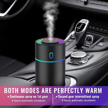 Car air freshener with colored lights and USB connection - 2 settings, automatic shut-off - for car, office, bedroom.