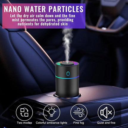 Car air freshener with colored lights and USB connection - 2 settings, automatic shut-off - for car, office, bedroom.