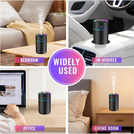 Car air freshener with colored lights and USB connection - 2 settings, automatic shut-off - for car, office, bedroom.
