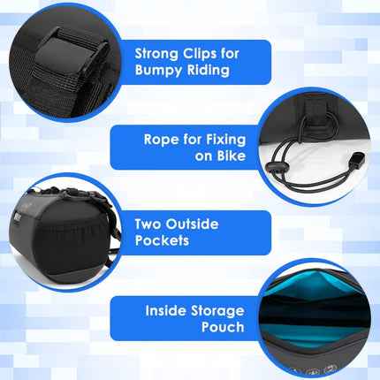 Bicycle handlebar bag - Reflective and waterproof storage bag - Storage bag - Bicycle accessories - Removable shoulder strap, road bike bag with zipper - 23x11x11cm - Black.