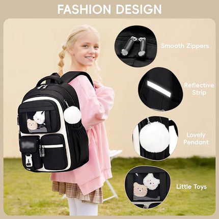 Girls' Backpack, Breathable Backpack for Girls, Grades 1-5, Casual School Bag for Kids, Elementary School, Secondary School.