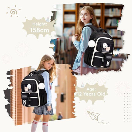 Girls' Backpack, Breathable Backpack for Girls, Grades 1-5, Casual School Bag for Kids, Elementary School, Secondary School.