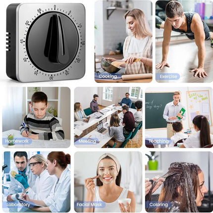 Kitchen Timers for Cooking - Chef's Kitchen Timer with Audible Alarm - Mechanical Desktop Timer - No Batteries Required - Magnetic Back - Beautiful Stainless Steel Magnetic Countdown Reminder.