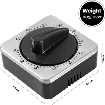 Kitchen Timers for Cooking - Chef's Kitchen Timer with Audible Alarm - Mechanical Desktop Timer - No Batteries Required - Magnetic Back - Beautiful Stainless Steel Magnetic Countdown Reminder.