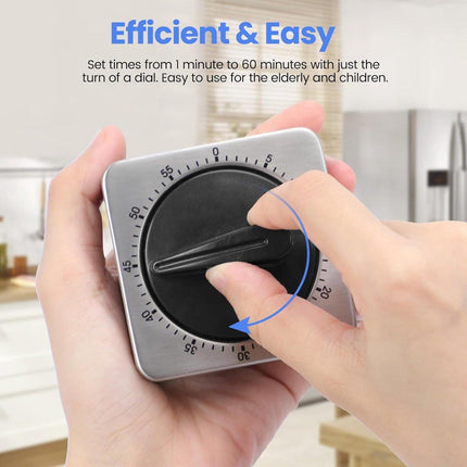 Kitchen Timers for Cooking - Chef's Kitchen Timer with Audible Alarm - Mechanical Desktop Timer - No Batteries Required - Magnetic Back - Beautiful Stainless Steel Magnetic Countdown Reminder.