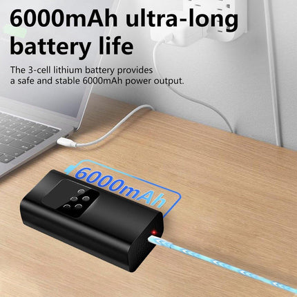 Bicycle pump - Electric bicycle pump - Bicycle pumps - 150 PSI electric air pump - 6000 mAh - Battery compressor - Mini portable air pump for bicycles - For tires, cars, bikes, motorcycles.